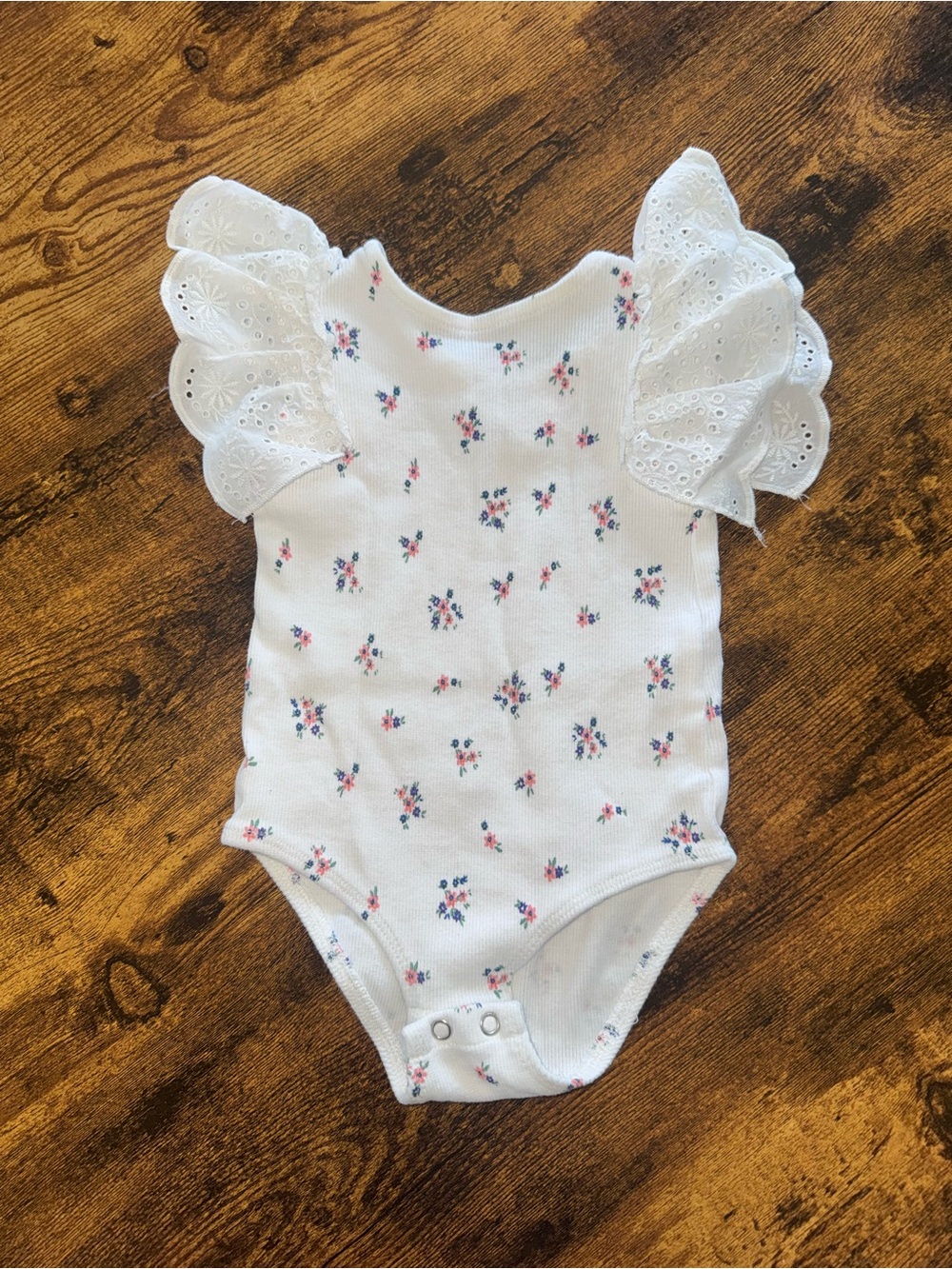 Zara White One-Piece with Pink & Blue Floral Print